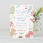 Invitation Five Is So Sweet Christmas Cookie 5e anniversaire (Debout devant)