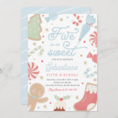 Invitation Five Is So Sweet Christmas Cookie 5e anniversaire (Devant / Derrière)
