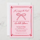 Invitation Fixer Le Knot Rose Main Tirée Fête des mariées Bow (Devant)