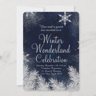 Invitation Flacon de neige bleu argenté entreprise hiver merv