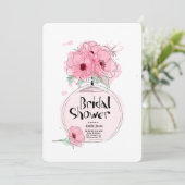 Invitation Flacon de parfum Mariage avec des fleurs (Debout devant)