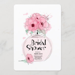 Invitation Flacon de parfum Mariage sous la pluie avec des fl