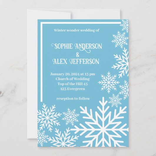 Invitation Flacons de neige blancs de mariage d'hiver sur gla (Devant)