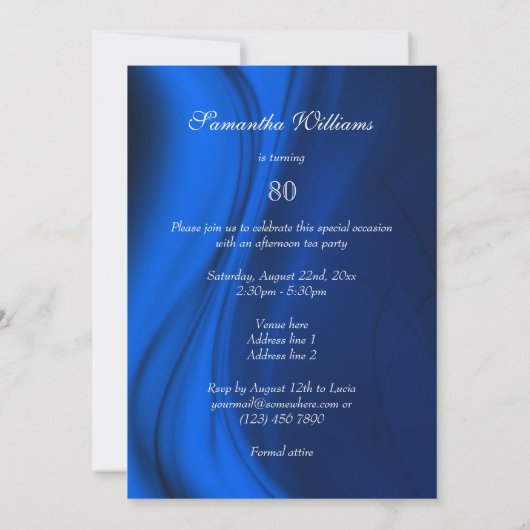 Invitation Flacons Doux De Bleu 80e Anniversaire (Dos)