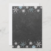Invitation Flakes bleu blanc sweet sixteen d'hiver chic (Dos)