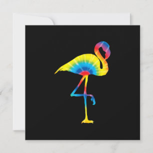 Invitation Flamant Arc-en-Ciel Imprimé Tie Dye Oiseau Animal
