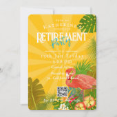 Invitation Flamant Floride Tropical Jaune Retraite (Devant)