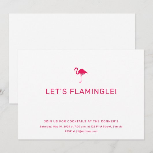Invitation Flamant rose (Devant / Derrière)