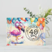 Invitation Flamant rose 40e anniversaire drôle dire pour la f (Debout devant)