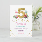 Invitation Flamant rose Aloha Cinquième 5e 5 Anniversaire Inv (Debout devant)