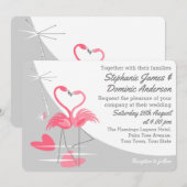 Invitation Flamant rose Amour Grande Lune Paysage mariage (Devant / Derrière)