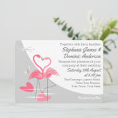 Invitation Flamant rose Amour Grande Lune Paysage mariage (Debout devant)