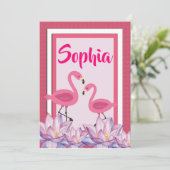 Invitation Flamant rose anniversaire (Debout devant)