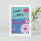 Invitation Flamant rose anniversaire (Debout devant)