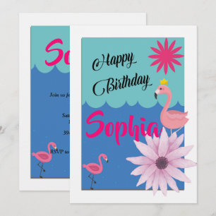 Invitation Flamant rose anniversaire