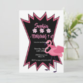 Invitation Flamant rose anniversaire (Debout devant)