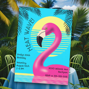 Invitation Flamant rose Anniversaire Fête Tropical Rose Summe