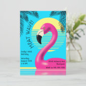 Invitation Flamant rose Anniversaire Fête Tropical Rose Summe (Debout devant)