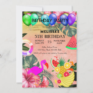 Invitation Flamant rose Anniversaire Invitation, mignonne Inv