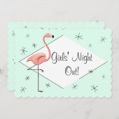 Invitation Flamant rose Aqua Diamond Girls' Night Out! (Devant / Derrière)