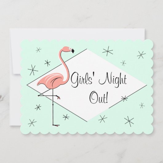 Invitation Flamant rose Aqua Diamond Girls' Night Out! (Devant)