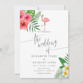 Invitation Flamant rose aquarelle Aloha Luau Beach Mariage (Devant)