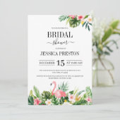 Invitation Flamant rose aquarelle Fête des mariées florale tr (Debout devant)