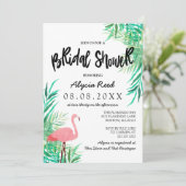 Invitation Flamant rose aquarelle Fête des mariées tropicale (Debout devant)