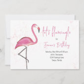 Invitation Flamant Rose Aquarelle Flamingle Mignon (Devant)