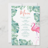 Invitation Flamant rose Aquarelle Tropical Menu (Devant)