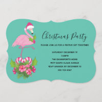 Flamant rose avec chapeau de Père Noël, Noël fanta