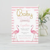 Invitation Flamant rose Baby shower (Debout devant)