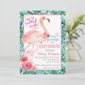 Invitation Flamant rose Baby shower (Debout devant)