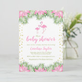 Invitation Flamant rose Baby shower (Debout devant)