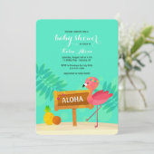 Invitation Flamant rose Baby shower (Debout devant)