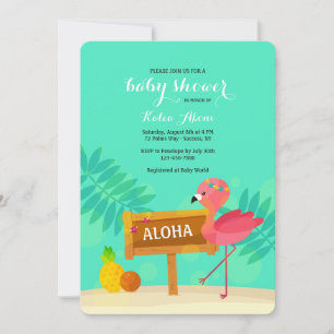 Invitation Flamant rose Baby shower