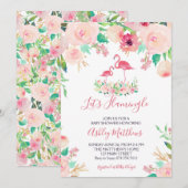 Invitation Flamant rose Baby shower Invitation, douche Flaman (Devant / Derrière)