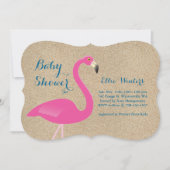 Invitation Flamant rose Baby shower - Sable de pla (Devant)