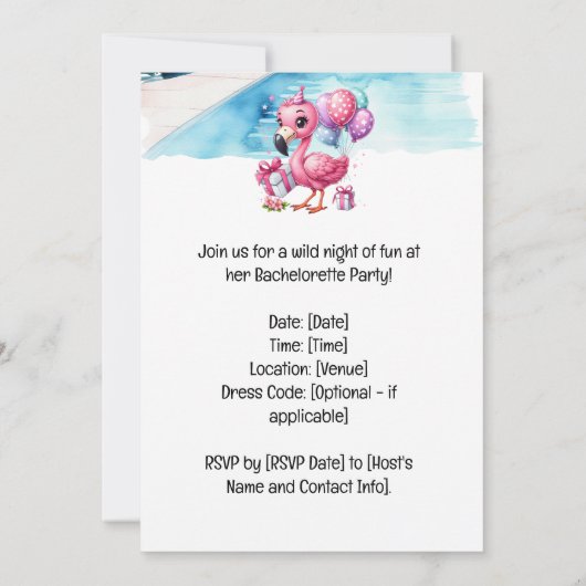 Invitation Flamant rose Bachelorette (Dos)