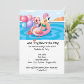 Invitation Flamant rose Bachelorette (Debout devant)