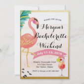 Invitation Flamant rose Bachelorette Week-end Itinéraire Invi (Devant)