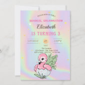Invitation Flamant rose bébé, Anniversaire holographique (Devant)