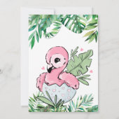 Invitation Flamant rose bébé Baby shower Feuille tropical (Dos)
