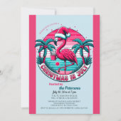 Invitation Flamant rose Bird avec Noël Casquette à la fête de (Devant)