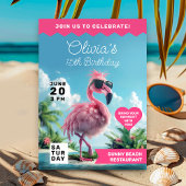 Invitation Flamant rose Birthday Beach Bash Extravaganza