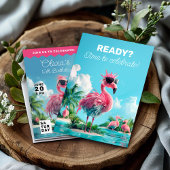 Invitation Flamant rose Birthday Beach Bash Extravaganza