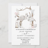 Invitation Flamant rose blanc Boho Arc tropical Floral (Devant)