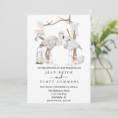 Invitation Flamant rose blanc Boho Arc tropical Floral (Debout devant)