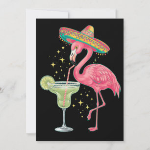Invitation Flamant rose Boire Margarita Funny Poncho mexicain
