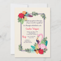Invitation Flamant rose Cadre